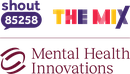 The logo for Shout, The Mix and Mental Health Innovation